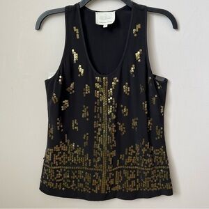Madison Marcus Silk Tank Top Sequins Sparkle Cocktail Party Black Size S